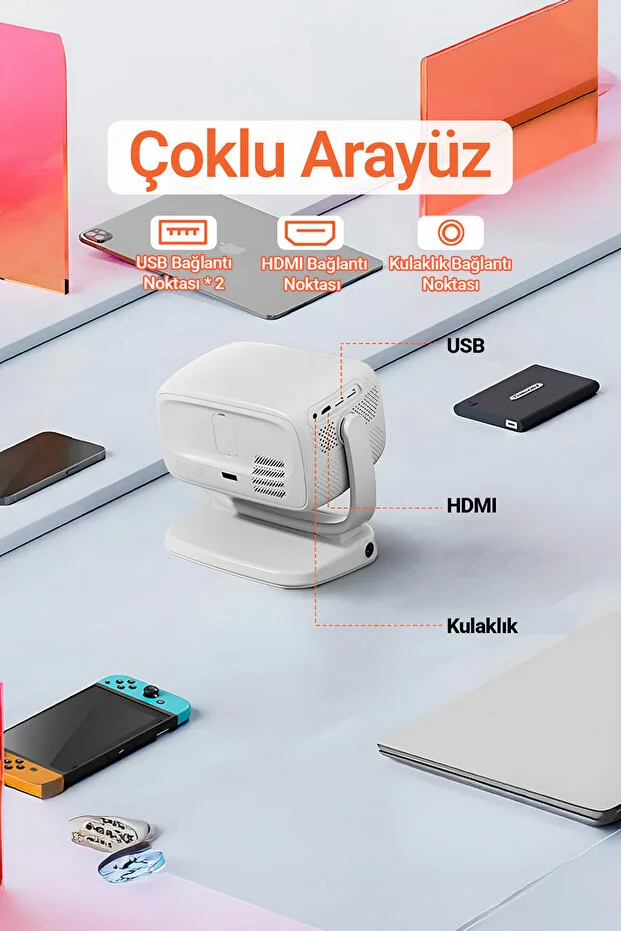 Projektör 4k 5g Wifi 1080p 200lümen Ile Akıllı Taşınabilir Android Yüksek Çözünürlük